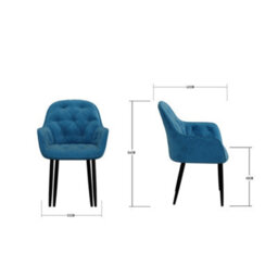 More4Homes Set Of 6 Anika Modern Velvet Dining Chair Padded Seat Metal Legs Kitchen (Blue) - thumbnail 7