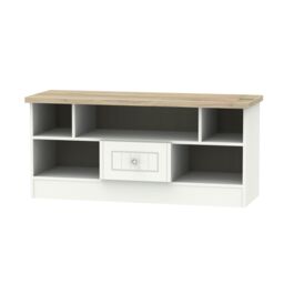 Ready Assembled White Oak Effect Media Unit With 2 Shelves, (H)49.5Cm X (W)112Cm X (D)40Cm - thumbnail 2