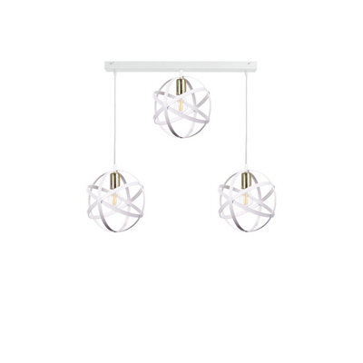 Luminosa Lighting Luminosa Pola Bar Pendant Ceiling Light White, Gold, 65Cm, 3X E27