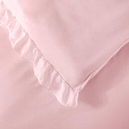 OHS Duvet Cover Set Frill Edge Microfibre Quilt Decor Bedding, Blush - Double - thumbnail 2