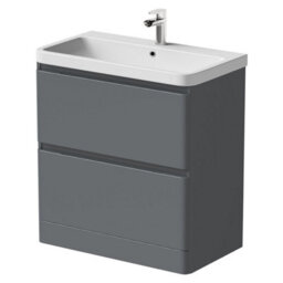 Affine Bathroom Cloakroom Vanity Unit Wash 800 Basin Base Cabinet Drawers Storage Grey - thumbnail 5