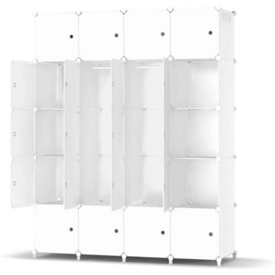Portable Wardrobe Closet With 20 Compartments White Modern Resin Storage - image 1