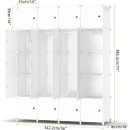 Portable Wardrobe Closet With 20 Compartments White Modern Resin Storage - thumbnail 2