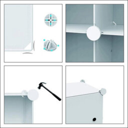 Portable Wardrobe Closet With 20 Compartments White Modern Resin Storage - thumbnail 4