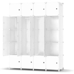 Portable Wardrobe Closet With 20 Compartments White Modern Resin Storage - thumbnail 1