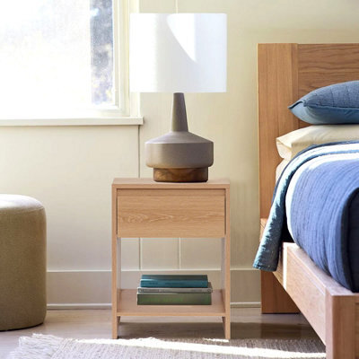 Home Stuff Plus Mdf Bedside Table Bedside Cabinet Nightstand With Drawer And Shelve For Bedroom, Livingroom 40X29.5X55 Cm - image 1