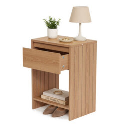 Home Stuff Plus Mdf Bedside Table Bedside Cabinet Nightstand With Drawer And Shelve For Bedroom, Livingroom 40X29.5X55 Cm - thumbnail 8