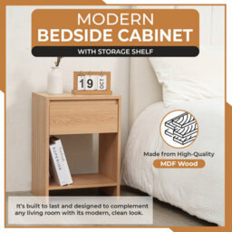 Home Stuff Plus Mdf Bedside Table Bedside Cabinet Nightstand With Drawer And Shelve For Bedroom, Livingroom 40X29.5X55 Cm - thumbnail 7