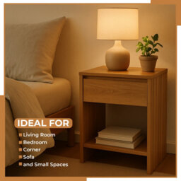 Home Stuff Plus Mdf Bedside Table Bedside Cabinet Nightstand With Drawer And Shelve For Bedroom, Livingroom 40X29.5X55 Cm - thumbnail 3