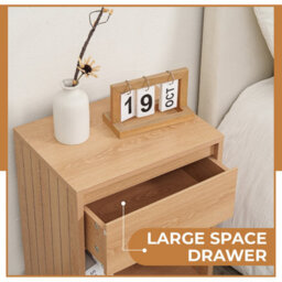 Home Stuff Plus Mdf Bedside Table Bedside Cabinet Nightstand With Drawer And Shelve For Bedroom, Livingroom 40X29.5X55 Cm - thumbnail 6