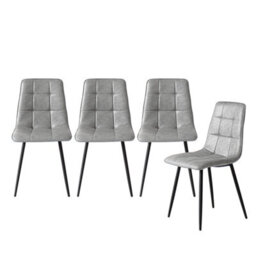 Levede 4Pc Padded Dining Chairs Faux Leather Kitchen Home Office Set - thumbnail 2