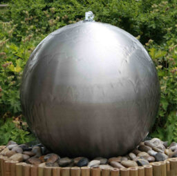 Primrose Outdoor Stainless Brushed Steel Water Feature Sphere 60Cm - thumbnail 1