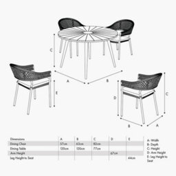 Pacific Lifestyle Bazel Acacia Wood And Black Rope Outdoor Dining Set For 4 - thumbnail 2