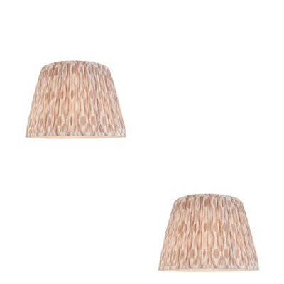 Loops Elegant 2 Pack Of 40Cm Handcrafted Lamp Shades In Neutral Ikat Design - image 1