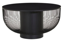 Orsina Sleek Design Coffee Table With Black Glass Top, Elegant Airy Glass Coffee Table, Versatile Hallway Table - thumbnail 1