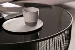 Orsina Sleek Design Coffee Table With Black Glass Top, Elegant Airy Glass Coffee Table, Versatile Hallway Table - thumbnail 4