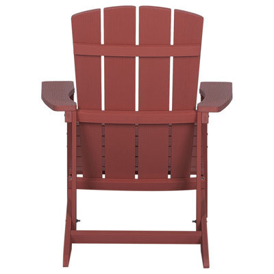 Beliani Red Wood-Effect Plastic Wood Chair With Matching Footstool, Wide Arms And Contoured Seat - image 1