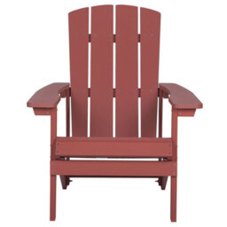 Beliani Red Wood-Effect Plastic Wood Chair With Matching Footstool, Wide Arms And Contoured Seat - thumbnail 5