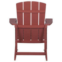 Beliani Red Wood-Effect Plastic Wood Chair With Matching Footstool, Wide Arms And Contoured Seat - thumbnail 1