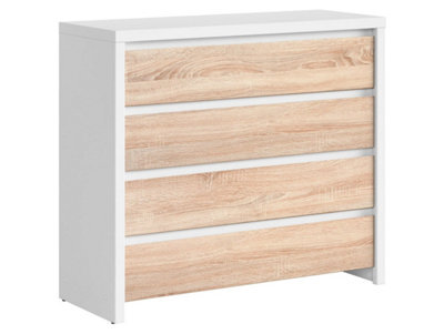 Arte Kaspian White-Sonoma 4-Drawer Fusion - Scandinavian Bedroom Storage Star - image 1
