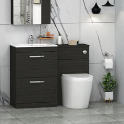 Royal Bathrooms Turin 1100mm Hale Black 2-Drawers Minimalist Basin With Cesar Back To Wall Toilet Pack - thumbnail 1
