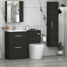 Royal Bathrooms Turin 1100mm Hale Black 2-Drawers Minimalist Basin With Cesar Back To Wall Toilet Pack - thumbnail 3