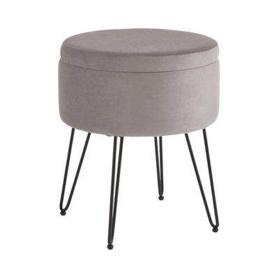 Grey Soft Velvet Storage Stool - image 1
