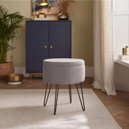 Grey Soft Velvet Storage Stool - thumbnail 2