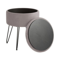Grey Soft Velvet Storage Stool - thumbnail 4