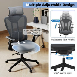 Gainoom Ergonomic Mesh Office Grey Chair High Back Executive Chair W/ Headrest - thumbnail 9