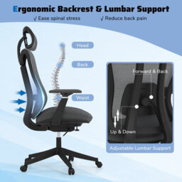 Gainoom Ergonomic Mesh Office Grey Chair High Back Executive Chair W/ Headrest - thumbnail 8