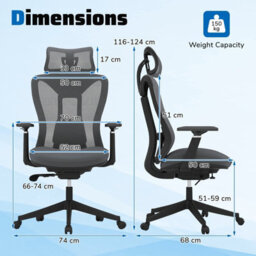 Gainoom Ergonomic Mesh Office Grey Chair High Back Executive Chair W/ Headrest - thumbnail 2