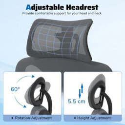 Gainoom Ergonomic Mesh Office Grey Chair High Back Executive Chair W/ Headrest - thumbnail 7