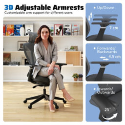 Gainoom Ergonomic Mesh Office Grey Chair High Back Executive Chair W/ Headrest - thumbnail 4