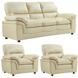 Furniture Instore Verona Cream Leather Aire  3+1+1 Seater Sofa Set Is A Stylish And Practical - thumbnail 1