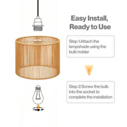 Emitto Lampshade Boho Woven Paper Rope Wide Compatibility,iron Frame Yellow - thumbnail 9