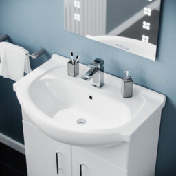 Nes Home Dyon Modern White Freestanding Bathroom Basin Vanity Unit - 650mm - thumbnail 2