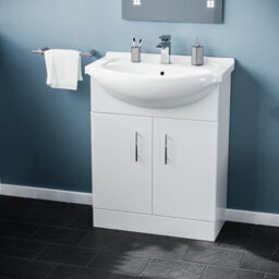 Nes Home Dyon Modern White Freestanding Bathroom Basin Vanity Unit - 650mm - thumbnail 3