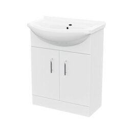 Nes Home Dyon Modern White Freestanding Bathroom Basin Vanity Unit - 650mm - thumbnail 5