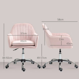 Pink Fabric Swivel Office Chair With Adjustable Height - thumbnail 2