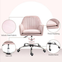 Pink Fabric Swivel Office Chair With Adjustable Height - thumbnail 4