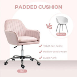Pink Fabric Swivel Office Chair With Adjustable Height - thumbnail 3