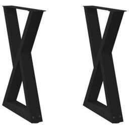 Berkfield Modern Dining Table Legs 2 Pcs Black 50X(72-73.3) Cm Steel