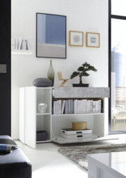 FurniComp LTD Furnicomp Biella 2 Door 1 Drawer White Gloss And Grey Sideboard - thumbnail 2
