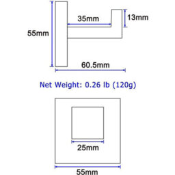 Square Stainless Steel Hook For Bath Towels, Clothes, Hand Towels, Coats, Dresses, Wardrobes, Closets - thumbnail 5