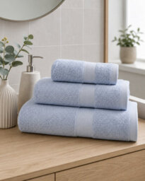 Bellissimo Home Regal Cotton Hand Towel Pair Light Blue - thumbnail 2