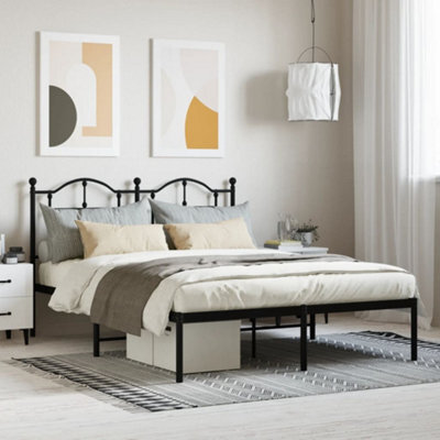 Berkfield Metal Bed Frame With Headboard Black 135X190 Cm - image 1
