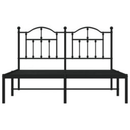Berkfield Metal Bed Frame With Headboard Black 135X190 Cm - thumbnail 5