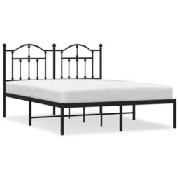 Berkfield Metal Bed Frame With Headboard Black 135X190 Cm - thumbnail 2