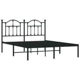 Berkfield Metal Bed Frame With Headboard Black 135X190 Cm - thumbnail 4